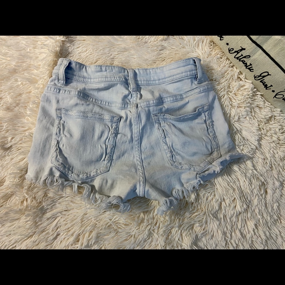 Distressed jean shorts